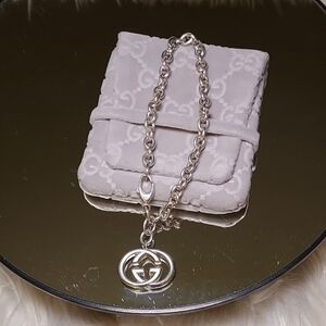 Gucci "EUC" Sterling Silver GG Bracelet with Velvet Dust Bag
